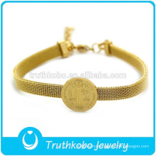 catholic religious items bracelet Gold Plated Mesh Religious Medal Pendant Catholic Bracelets stainless steel 316